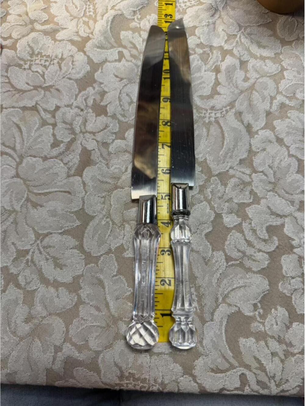 Vintage Glass Handle Stainless Steel Butter Knives Set of 2